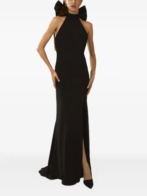 Nicole Miller bow-detail halterneck dress Black NM225AS1407