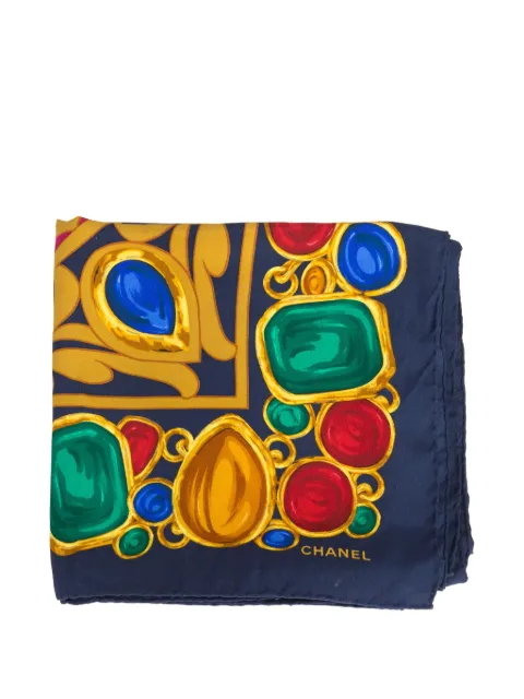 CHANEL Pre-Owned 1980s gemstone-print scarf Yellow 15015998