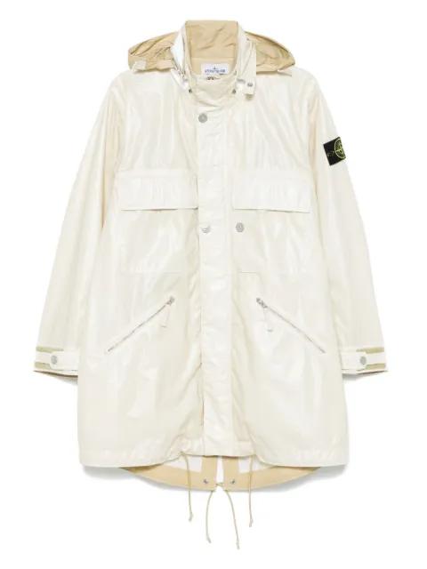 Stone Island logo-patch parka Neutrals K1S157100013S0022