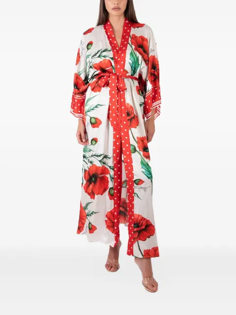 Mazzei poppy-print belted maxi dress White PS720600