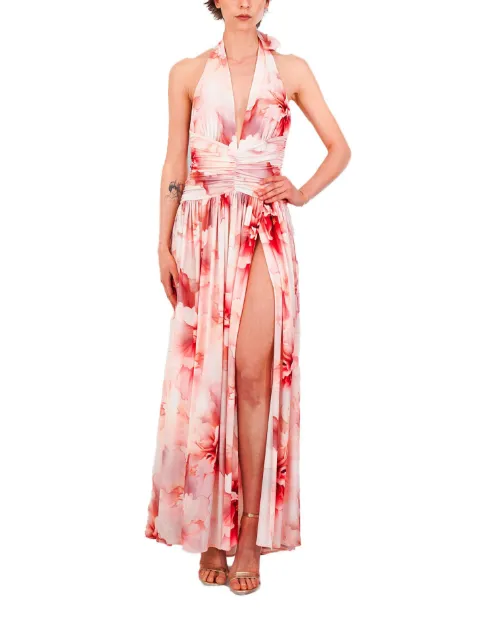 Babylone Paris halterneck floral-print maxi dress Red S00853