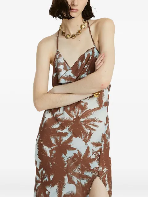 Celeste palm-print cowl-neck maxi dress Brown LTS25515B21