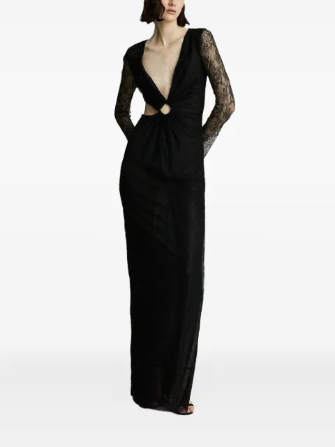 Celeste lace-paneled ring-detail maxi evening dress Black LTS25504009