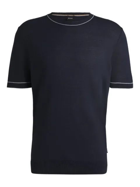 BOSS knitted short-sleeve T-shir Blue 50537639
