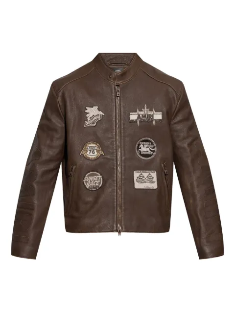 AMIRI patch-detail leather jacket Brown AMLTJT1021