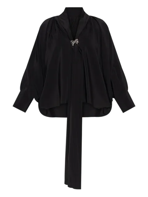 Max Mara tie-front silk blouse Black 2521116081600