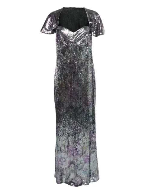 Ingie Paris sequinned sweetheart-neck dress Silver 1114359