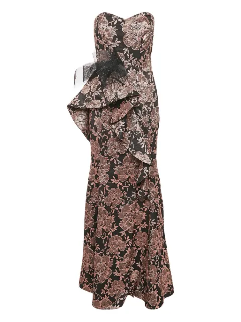 Badgley Mischka metallic floral jacquard maxi dress Black 1112426