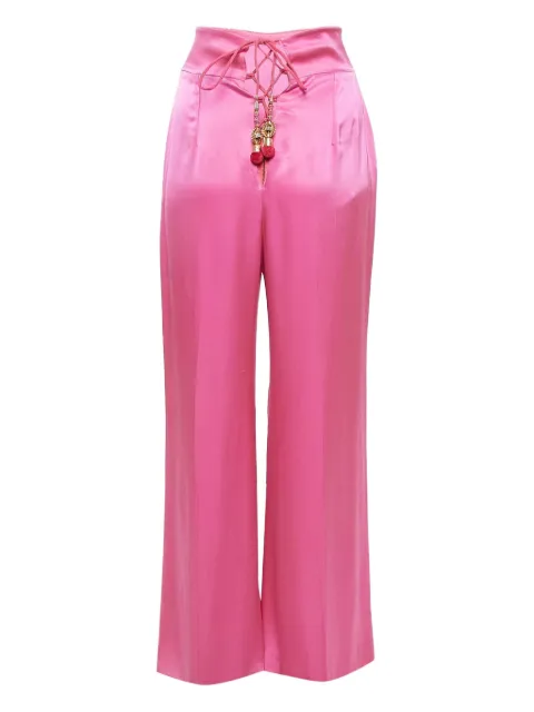 David Koma lace-up satin trousers Pink 1110627
