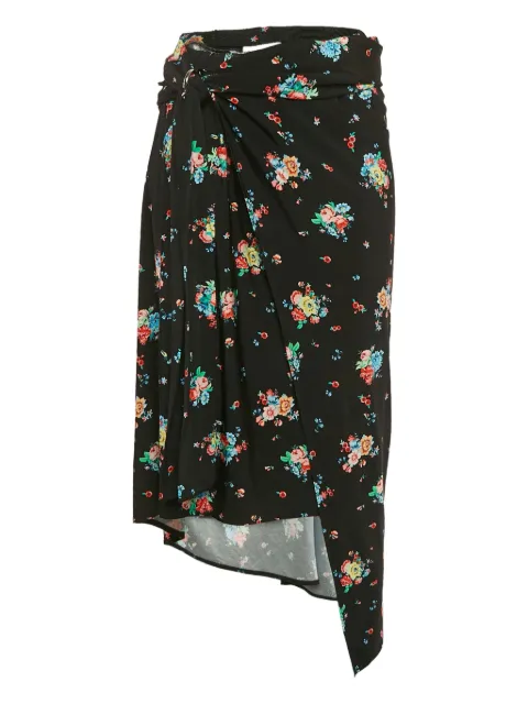 Paco Rabanne Pre-Owned floral-print asymmetric skirt Black 1121133