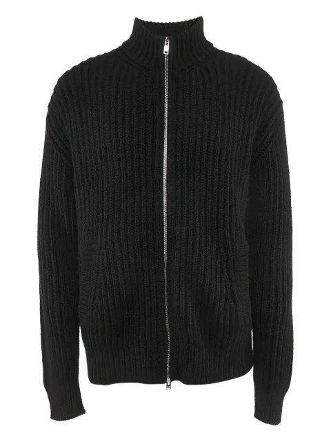 Prada Pre-Owned rib-knit zip-up cardigan Black 1118447