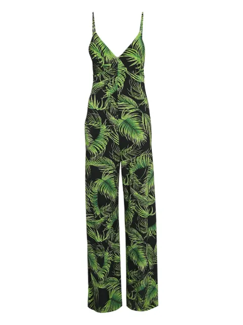 Norma Kamali palm leaf-print jumpsuit Black 1070346