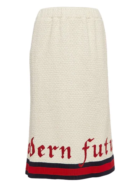 Gucci Pre-Owned tweed embroidered skirt Neutrals 1088874