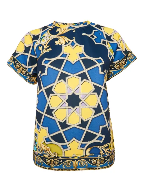 Versace Pre-Owned geometric-pattern Barocco-print top Blue 1070744