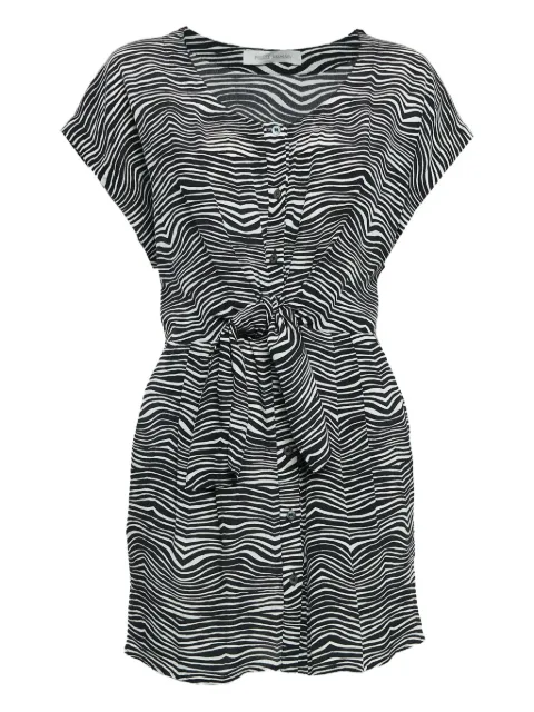 Pierre Balmain Vintage wave-print silk mini dress Black 1046396