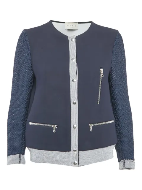 SANDRO pre-owned mesh-sleeves jacket Blue 1110391