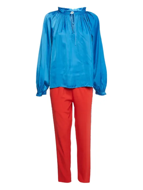 Zadig&Voltaire pre-owned ruffled satin trousers set Blue 1093912