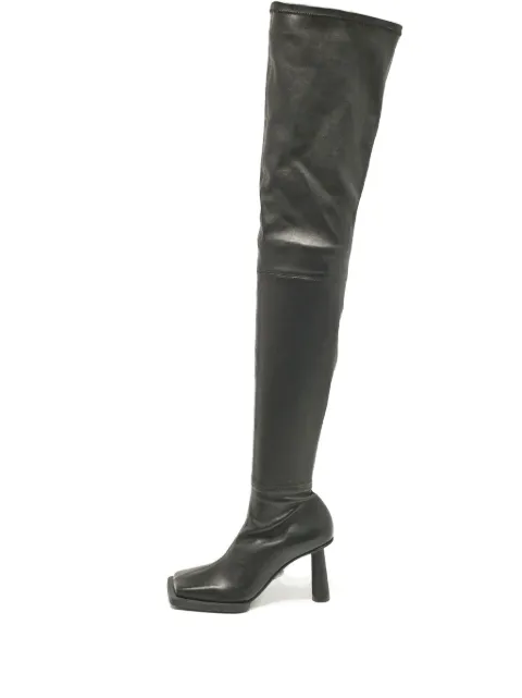Jacquemus Pre-Owned leather over-the-knee heeled boots Black 1081177