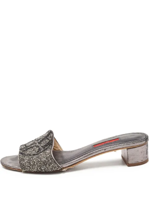 Carolina Herrera Vintage 35mm crystal-embellishment leather sandals Grey 1079756