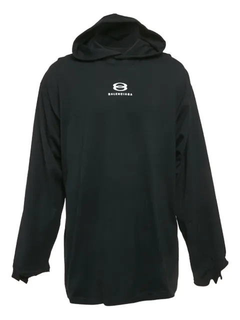 Balenciaga Pre-Owned logo-print cotton hoodie Black 1132108