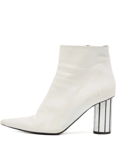 Proenza Schouler 100mm pointed-toe striped-heel ankle boots White 1103197
