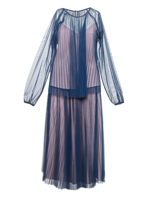 MAX&Co. pre-owned sheer pleated skirt suit Blue 1000287