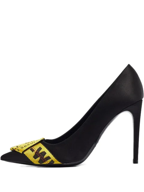 Off-White Pre-Owned 110mm ribbon-detail satin pumps Black 1041824