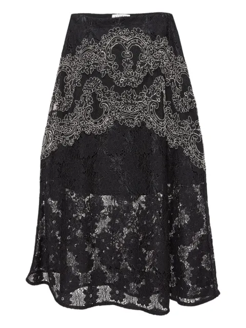 SANDRO pre-owned lace floral embroidery skirt Black 1032602