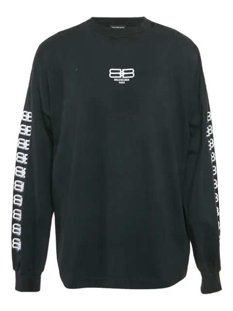 Balenciaga Pre-Owned logo-print long-sleeved T-shirt Black 1131108