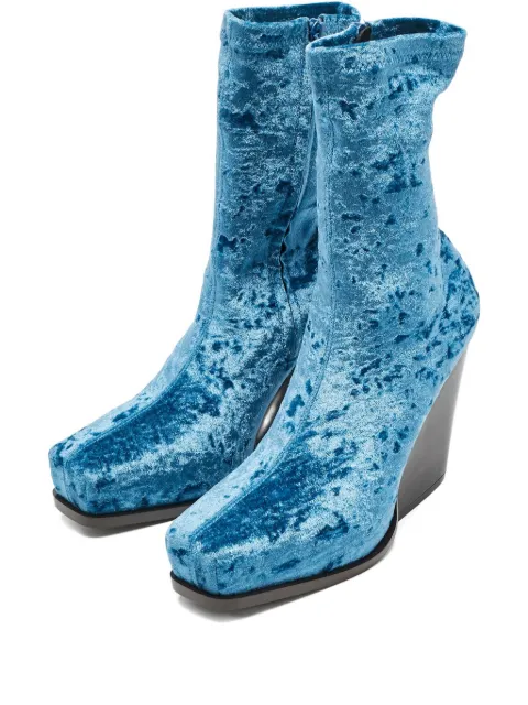 Stella McCartney Pre-Owned 100mm Groove velvet boots Blue 1125305
