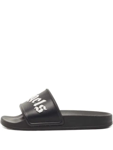 Palm Angels logo leather slides Black 1116049
