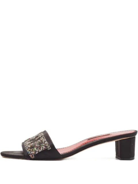 Carolina Herrera Vintage glitter block-heel sandals Black 1049412