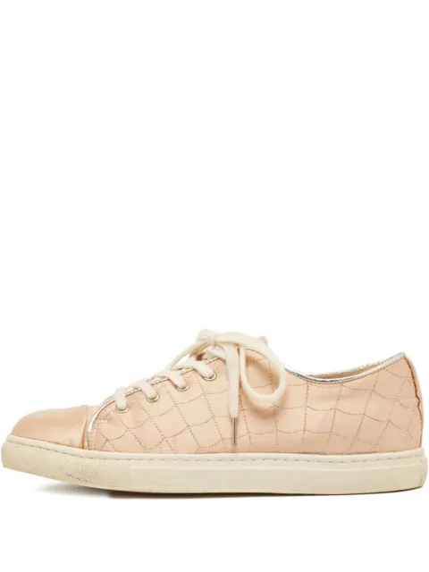 Charlotte Olympia pre-owned quilted satin sneakers Neutrals 1045245