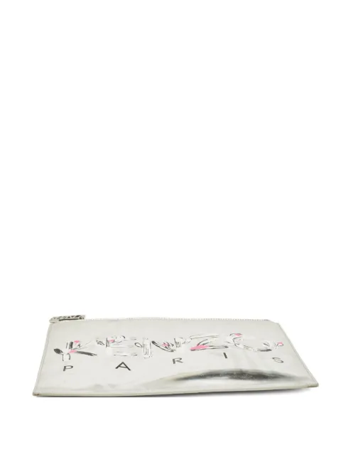 Kenzo Pre-Owned logo-print clutch bag White 1097679