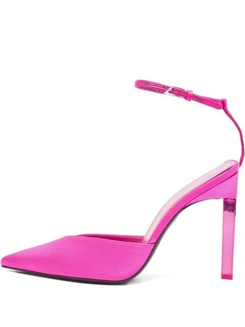 The Attico 120mm pointed toe satin ankle strap pumps Pink 960373
