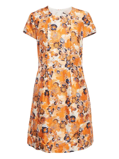 BOSS floral-pattern silk dress Orange 1131980