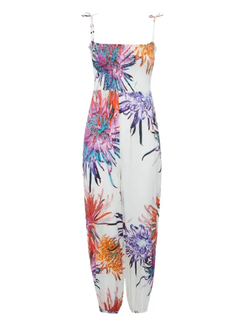 Roberto Cavalli Vintage floral smocked jumpsuit White 1129076