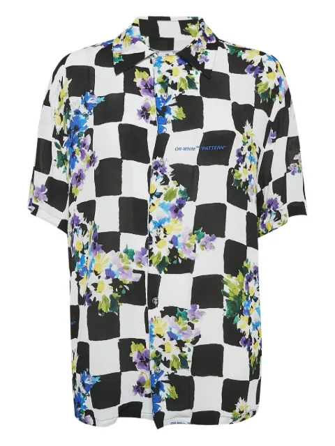 Off-White Pre-Owned Check Floral shirt Black 1082322