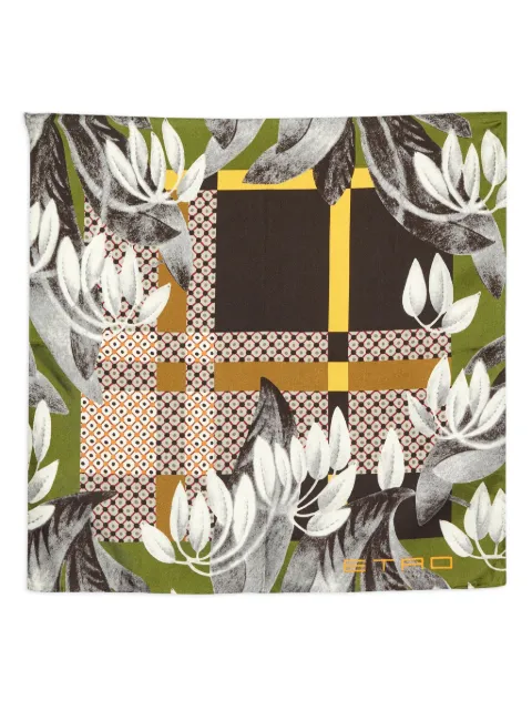 Etro Pre-Owned floral plaid pocket square Green 1034466