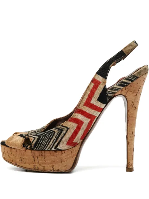 Missoni Pre-Owned 120mm geometric slingback platform sandals Neutrals 1103828