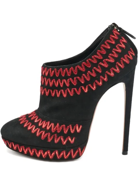 Alaïa Pre-Owned 150mm zigzag-stitch suede ankle boots Black 1127325