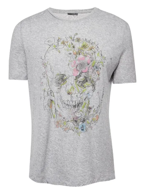 Alexander McQueen Pre-Owned Skull floral-print T-shirt Grey 1007115