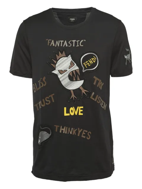 Fendi Pre-Owned embroidered patchwork t-shirt Black 886103
