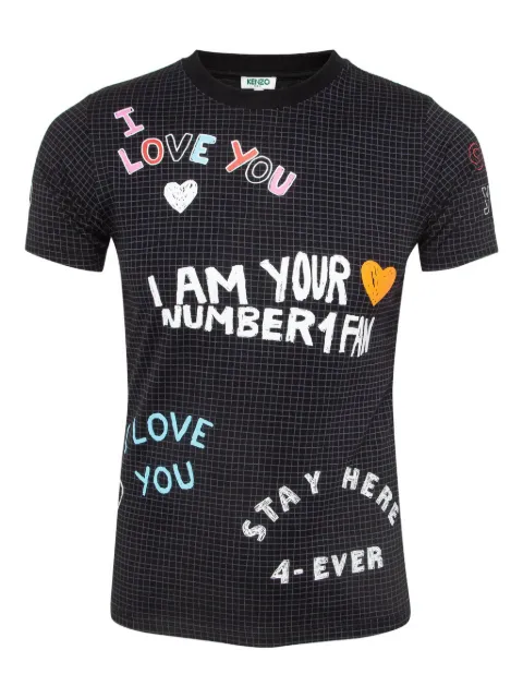 Kenzo Pre-Owned grid pattern graphic tee Black 958166