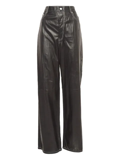 Helmut Lang Pre-Owned leather contrast-stitch trousers Black 1025001