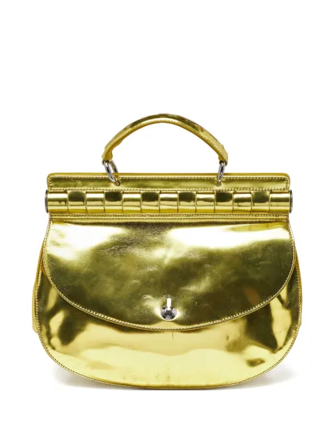 Versace Pre-Owned patent-leather top-handle tote bag Yellow 893214
