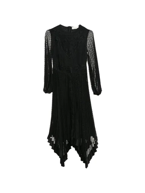 ZIMMERMANN lace-panel pleated midi Black 1051779