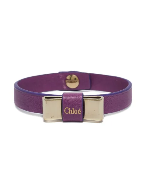 Chloé Pre-Owned Bow-embellished leather bracelet Pink 1035284