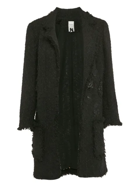 Edward Achour Paris appliqué-detail tweed coat Black 1098069