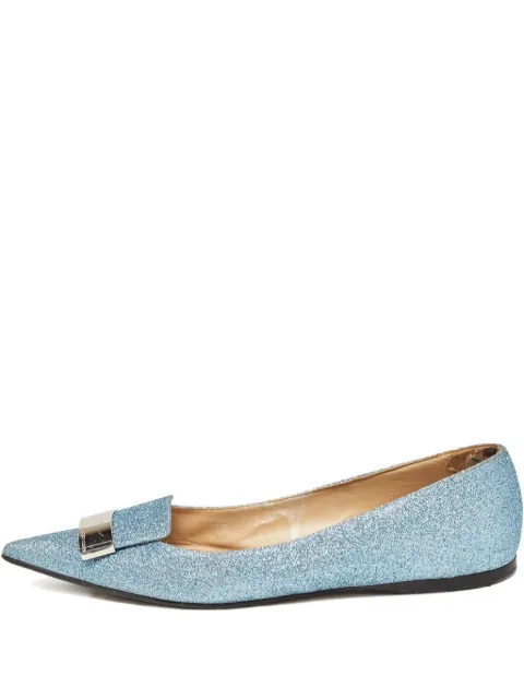 Sergio Rossi Vintage glittered pointed-toe flat pumps Blue 961396